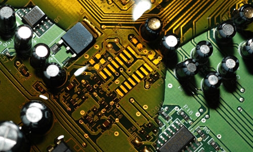A printed circuit board with Dymax conformal coatings resists moisture ingress.